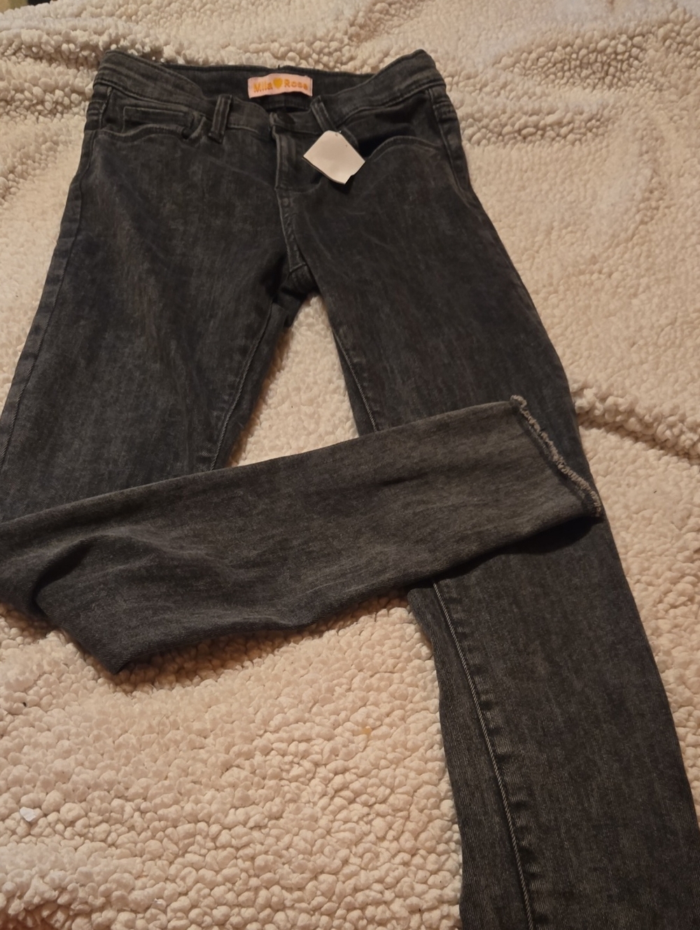 Girls Black Slim Jeans Mila ROSE SZ 7 Stretch Denim Nwt